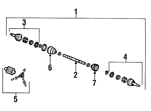 1989 Pontiac LeMans Drive Axles - Front JOINT KIT, Front Wheel Drive Axle Diagram for 26002103