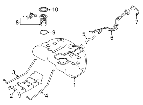 2021 Nissan Altima Senders Band Assy-Fuel Tank, Mounting Diagram for 17407-6CA0A
