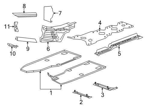 2015 Chevrolet Corvette Floor Center Reinforcement Diagram for 84509295