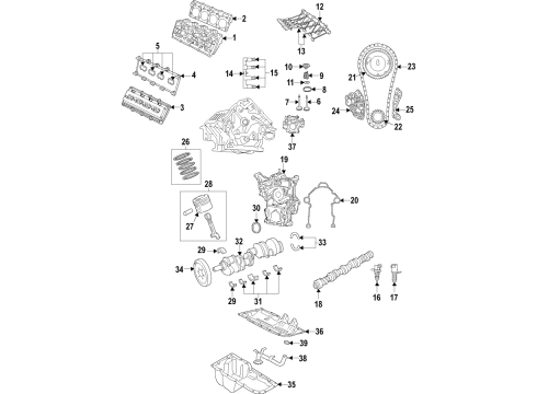 2021 Ram 1500 Engine Parts, Mounts, Cylinder Head & Valves, Camshaft & Timing, Oil Pan, Oil Pump, Crankshaft & Bearings, Pistons, Rings & Bearings, Variable Valve Timing Seal-CRANKSHAFT Oil Diagram for 53021585AD