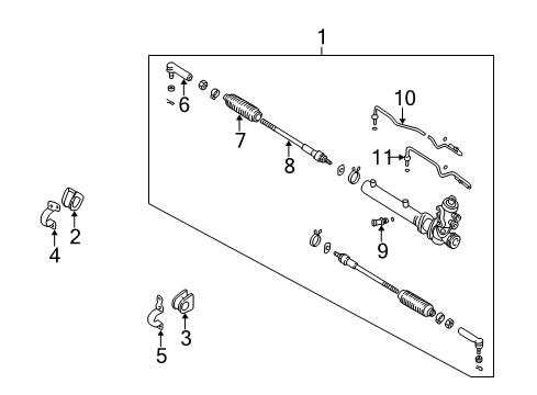 1999 Nissan Altima Steering Column & Wheel, Steering Gear & Linkage Tube Assy-Cylinder Diagram for 49542-2B000