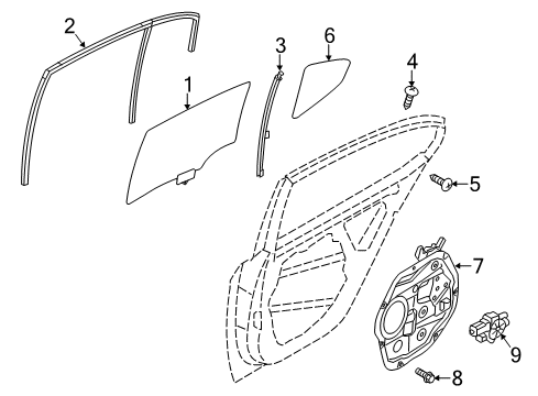 2015 Kia Cadenza Rear Door Glass-Rear Door Fixed LH Diagram for 834173R110