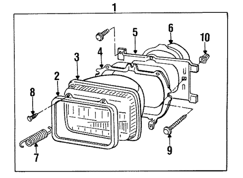 1986 Hyundai Excel Headlamps Unit-Sealed Beam (12V 65/35W) Diagram for 18642-21020