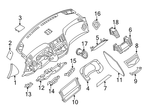 2016 Nissan Pathfinder Cluster & Switches, Instrument Panel Grille-Front Speaker Diagram for 28176-3JA0A