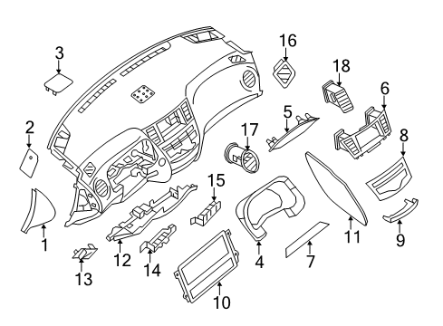 2016 Nissan Pathfinder Cluster & Switches, Instrument Panel Lid Assembly-Cluster, Lower Diagram for 68262-3KA0A