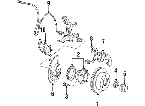 2000 Mercury Grand Marquis Front Brakes Splash Shield Diagram for F5AZ-2K005-A