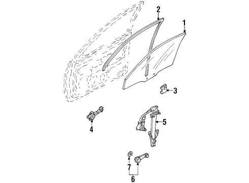 1996 Ford Aspire Door - Glass & Hardware Glass Run Diagram for F4BZ6121459A