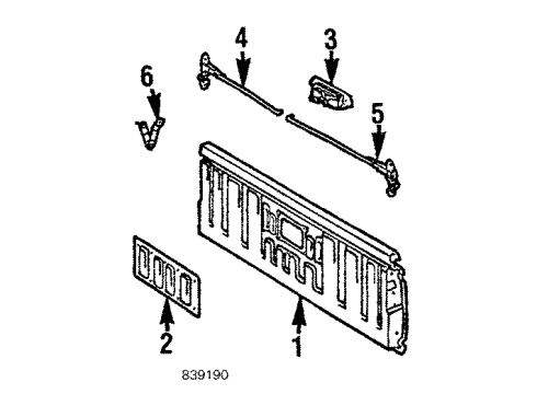 1985 Toyota Pickup Tail Gate Access Cover Diagram for 65759-89102