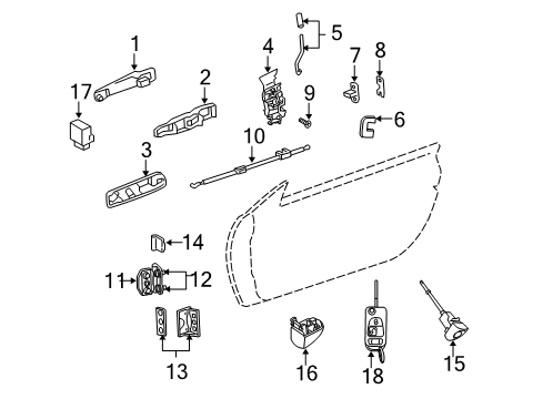 2005 Chrysler Crossfire Lock & Hardware Right Door Lock Actuator Assembly Diagram for 5099148AA