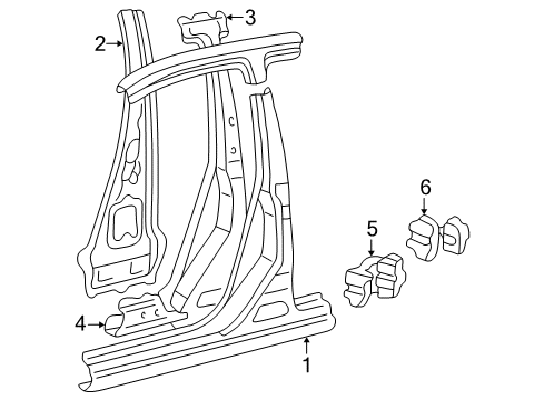 2001 Lexus RX300 Center Pillar & Rocker Pillar, Center Body, Outer RH Diagram for 61311-48010