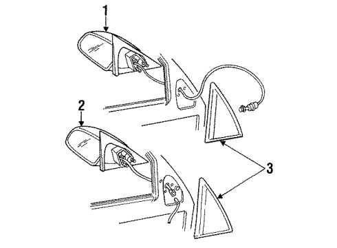 1997 Buick Skylark Outside Mirrors Switch Asm-Outside Rear View Mirror Remote Control Diagram for 22589847