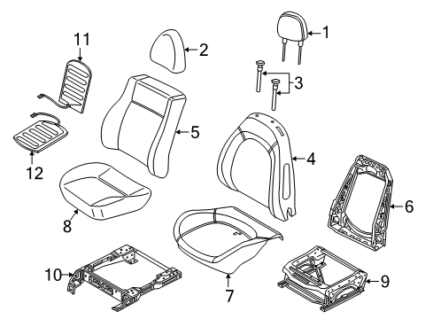 2019 Ram ProMaster City Front Seat Components Seat Cushion Foam Front Diagram for 68275676AA