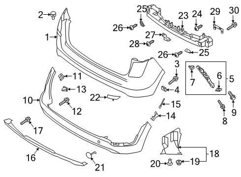 2021 Hyundai Tucson Bumper & Components - Rear RETAINER-Bumper Side Diagram for 86625B1000