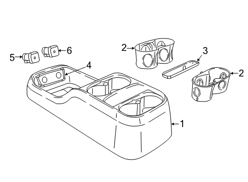 2021 Chrysler Pacifica Center Console Mat-Console Cup Holder Diagram for 68312537AB