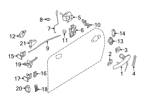 2012 Mini Cooper Door & Components Clip, Bowden Cable Diagram for 51217040546