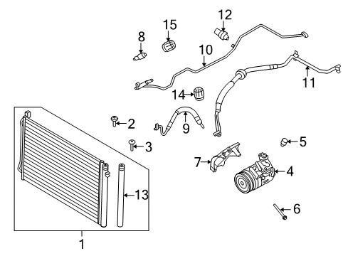 2010 BMW Z4 A/C Condenser, Compressor & Lines Set Of Aluminium. Screws Air Conditioner.Compress Diagram for 64550392602