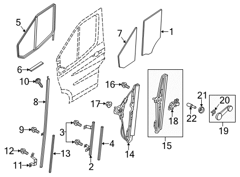 2015 Ford Transit-150 Front Door Window Channel Diagram for CK4Z-6121596-E