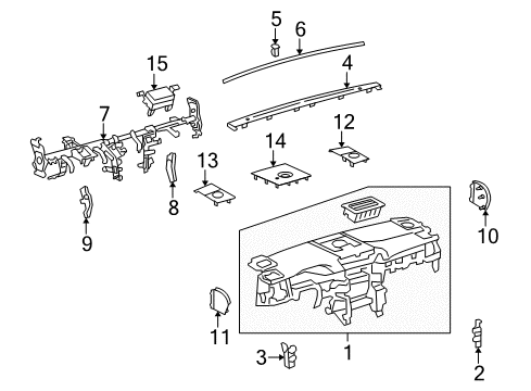 2017 Lexus GX460 Cluster & Switches, Instrument Panel Instrument Panel Bracket Diagram for 55374-60110