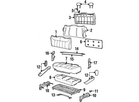 1999 Ford Windstar Rear Seat Components Seat Cushion Pad Diagram for XF2Z1663840FA