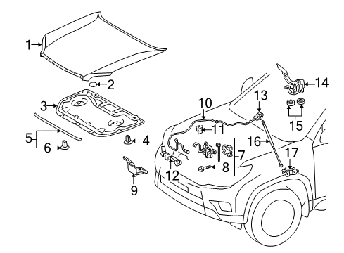 2013 Lexus GX460 Hood & Components Hood Support Assembly, Left Diagram for 53450-0W180