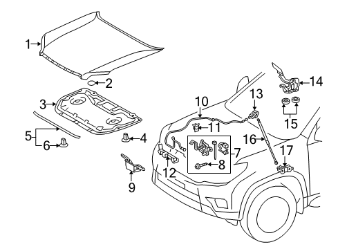 2013 Lexus GX460 Hood & Components Hinge Assembly, Hood, RH Diagram for 53410-60080