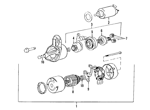 2008 Hyundai Santa Fe Starter Gear Assembly-Internal Diagram for 36136-3C100