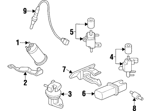 1996 Acura TL Emission Components Canister Assembly Diagram for 17300-SW5-A31