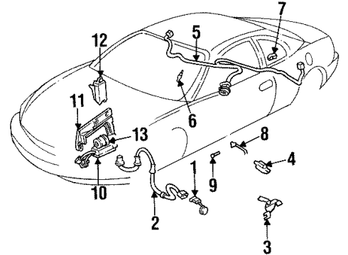 1997 Oldsmobile Aurora Anti-Lock Brakes Sensor Harness Plug Diagram for 12059168