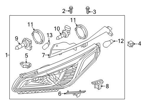 2015 Hyundai Sonata Bulbs Bracket-HEADLAMP Mounting Support, LH Diagram for 92132-C1000