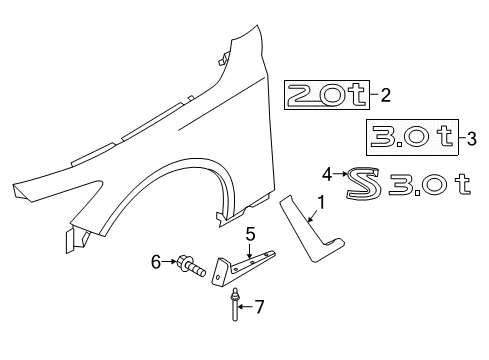 2018 Infiniti Q60 Exterior Trim - Fender MUDGUARD Set-Front Fender, RH Diagram for 63850-5CA0A