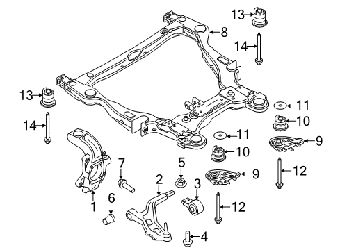 2015 Lincoln MKS Front Suspension Components, Lower Control Arm, Stabilizer Bar Lower Control Arm Front Bushing Diagram for DA5Z-3C403-A