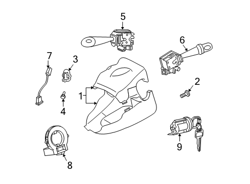 2005 Scion xB Switches Cylinder & Keys Diagram for 69057-52440