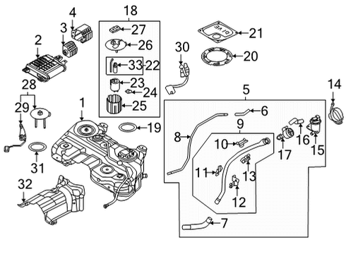 2022 Hyundai Tucson Fuel System Components PLATE & SENDER ASSY Diagram for 31130P0000