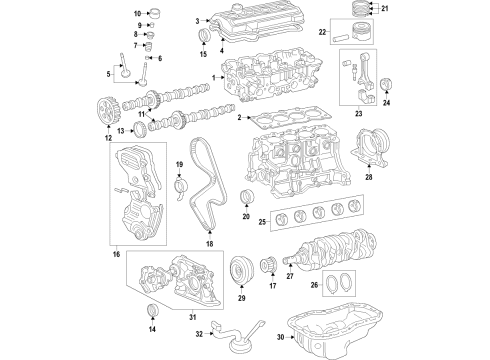 2000 Toyota Camry Engine Parts, Mounts, Cylinder Head & Valves, Camshaft & Timing, Oil Pan, Oil Pump, Crankshaft & Bearings, Pistons, Rings & Bearings Short Block Diagram for 11400-74440