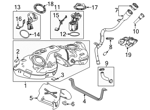 2019 Chevrolet Camaro Fuel System Components Tank Shield Retainer Diagram for 11547629