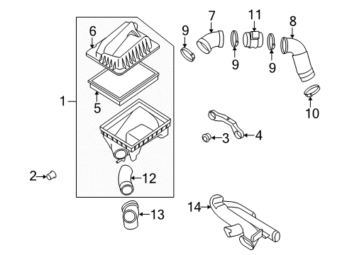 2008 Saturn Astra Air Intake Duct, Rear Intake Air Diagram for 90531007