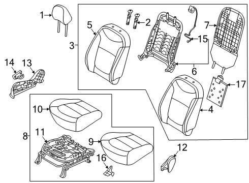 2017 Kia Soul EV Front Seat Components Pad Assembly-Front Seat Back Diagram for 88450B2020