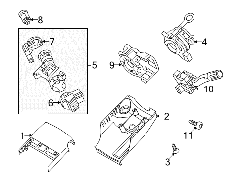 2010 Ford Fusion Switches Lower Shroud Diagram for AE5Z-3530-AB