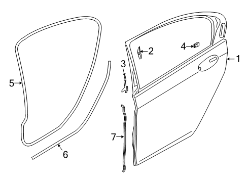 2020 BMW M760i xDrive Rear Door Gasket B-Pillar Top Door Rear Right Diagram for 51337438020