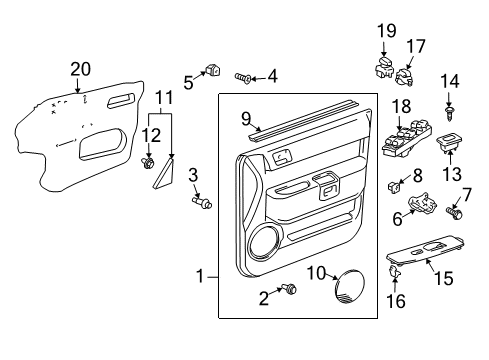 2006 Scion xB Interior Trim - Front Door Corner Cover Diagram for 67492-52040-C0