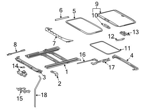 2009 Toyota Sienna Sunroof Sunroof Glass Diagram for 63201-0C020