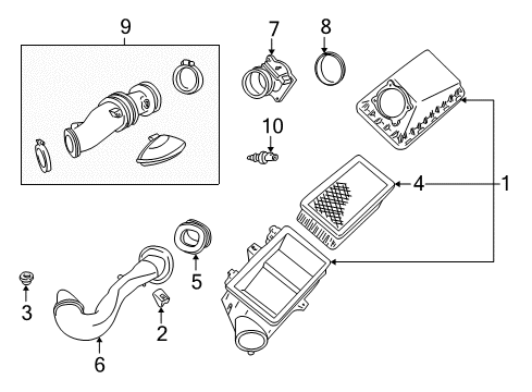 2002 Lincoln LS Filters Inlet Tube Diagram for 2W4Z-9C675-AA