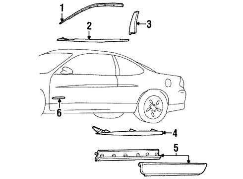 2002 Pontiac Grand Prix Exterior Trim - Door Molding Asm-Front Side Door Window Upper Reveal- RH *Black Diagram for 10321352