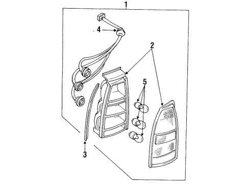 1994 Ford Escort Tail Lamps, License Lamps Lens & Housing Diagram for F1CZ13450BA