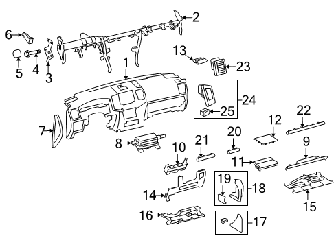 2014 Toyota Land Cruiser Cluster & Switches, Instrument Panel Instrument Panel Bracket Diagram for 55374-60090