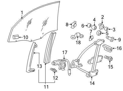 2004 Hyundai XG350 Front Door Front Right Power Window Regulator Assembly Diagram for 82404-39000