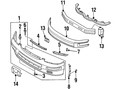 1995 Nissan Maxima Front Bumper Clip-Trim Diagram for 66824-01G00