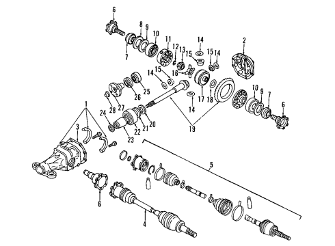 1996 Infiniti J30 Rear Axle, Axle Shafts & Joints, Differential, Drive Axles, Propeller Shaft Gear Set-Final Drive Diagram for 38100-02M65