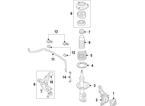 2015 Cadillac ELR Front Suspension Components, Lower Control Arm, Stabilizer Bar Coil Spring Diagram for 22944286