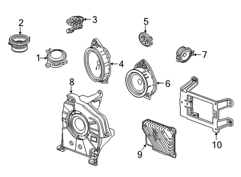 2022 GMC Yukon XL Sound System Weatherstrip Pillar Speaker Diagram for 84824706